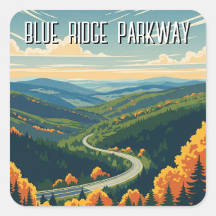 Vintag Blue Ridge Parkweg Quadratischer Aufkleber