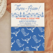 Vintag Blue Rodeo Drei-Haw 3. Geburtstag Einladung