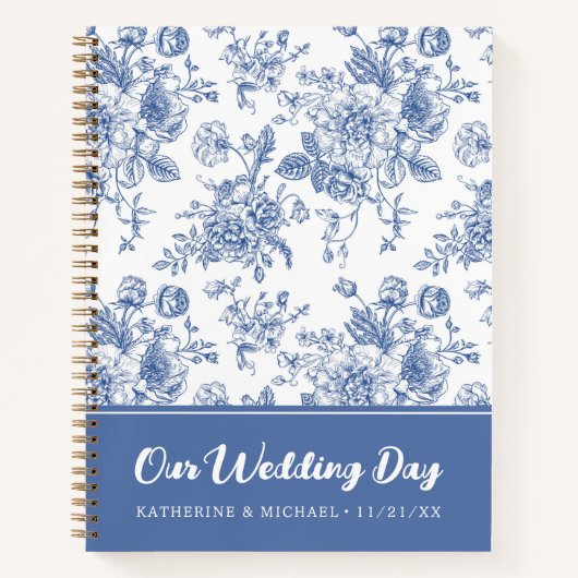 Vintag Blue Rose Floral | Unser Hochzeitstag Notizblock (Vorderseite)