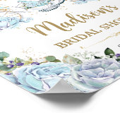 Vintag Blue Rose Princess Coach Brautparty Poster (Ecke)