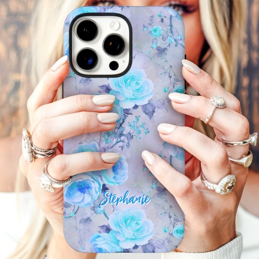 Vintag Blue Rose Romantischer Individuelle Name Case-Mate iPhone Hülle