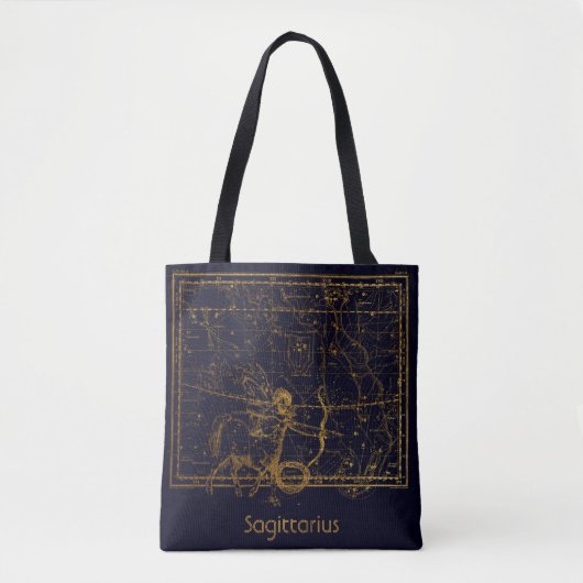 Vintag Blue Sagittarius Zodiac Astrologie Zeichen Tasche (Vorderseite)