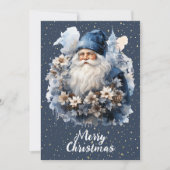Vintag Blue Santa individuell anpassbar Feiertagskarte (Vorderseite)