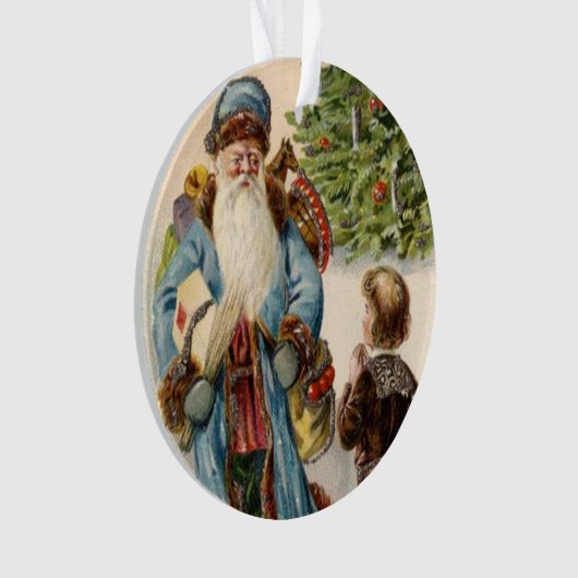 Vintag Blue Santa Santa Ornament (Vorderseite)