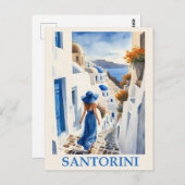 Vintag Blue Santorini Griechenland Griechen Postkarte (Vorne/Hinten)