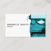 Vintag Blue-Schreibmaschine-Visitenkarte Visitenkarte (Vorderseite)