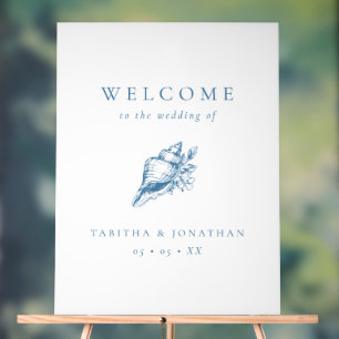 Vintag Blue Seashell Beach Wedding Empfang Acrylschild