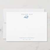 Vintag Blue Seashell Flat Wedding Vielen Dank Dankeskarte (Vorderseite)
