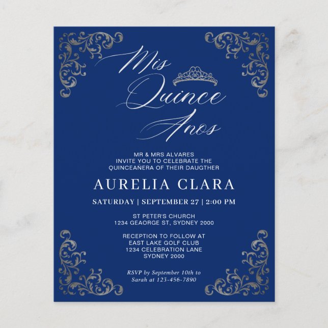 VINTAG Blue Silver Mis Quince Quinceañera (Vorderseite)