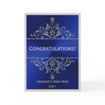 Vintag Blue Silver Name Congratulation Abschluss