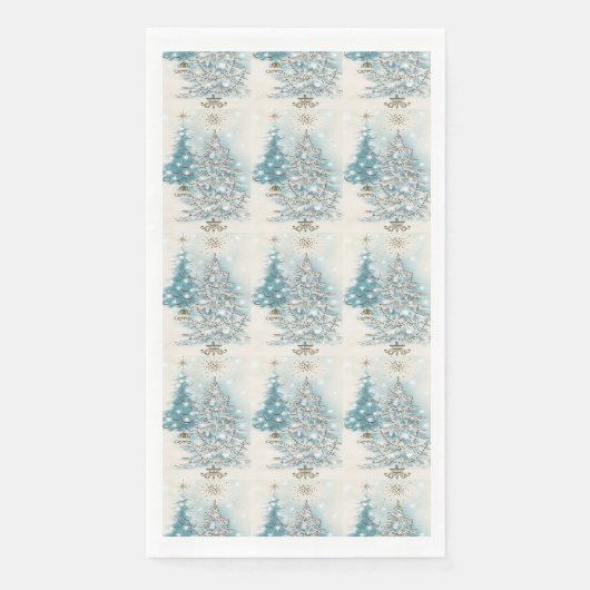 Vintag Blue Silver Weihnachtsbaumen Serviette (Vorderseite)