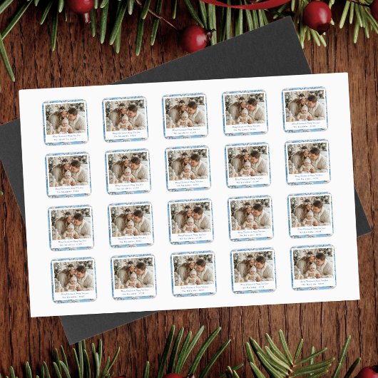 Vintag Blue Snowflakes Weihnachten Quadratischer Aufkleber