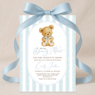 Vintag Blue Teddy Bear Boy Baby Dusche Einladung