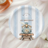 Vintag Blue Train 1. Geburtstag Pappteller