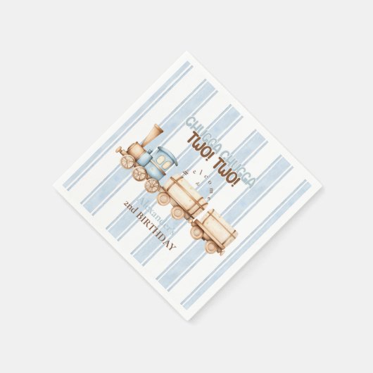 Vintag Blue Train 2. Geburtstag Serviette (Ecke)