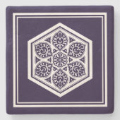 Vintag Blue Turkish Rosette Geometric Oriental Steinuntersetzer (Vorderseite)