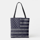 Vintag Blue USA Flag Störender Text Tasche (Rückseite)