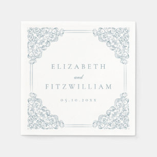 Vintag-Blue-Verziert-Frame-Hochzeit Serviette