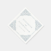 Vintag-Blue-Verziert-Frame-Hochzeit Serviette (Ecke)
