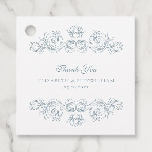 Vintag Blue Verziert Frame Vielen Dank Geschenkanhänger (Vorderseite)