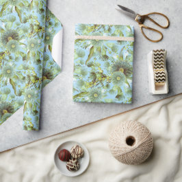 Vintag Blue Wattle und Eucalyptus Geschenkpapier