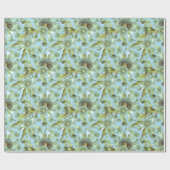 Vintag Blue Wattle und Eucalyptus Geschenkpapier (Flach)