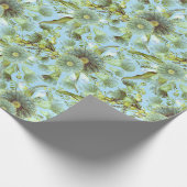 Vintag Blue Wattle und Eucalyptus Geschenkpapier (Ecke)