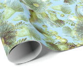 Vintag Blue Wattle und Eucalyptus Geschenkpapier (Rolleneckpunkt)