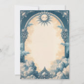 Vintag Blue Wedding Einladung mit Sonne und Wolke (Rückseite)