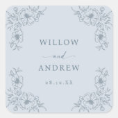Vintag Blue Wedding Sticker (Vorderseite)