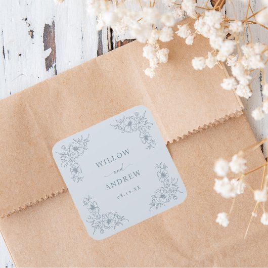 Vintag Blue Wedding Sticker