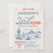 Vintag Blue Western Desert Rodeo 2. Geburtstag Einladung (Vorderseite)