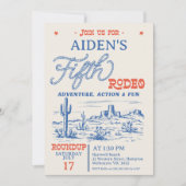 Vintag Blue Western Desert Rodeo 5. Geburtstag Einladung (Vorderseite)