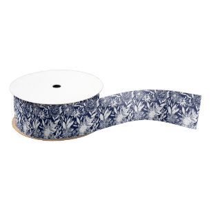 Vintag Blue White Bird Liebe Blumengarten Ripsband