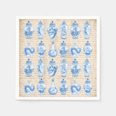 Vintag Blue White Chinoiserie Tempel Ginger Jars Serviette (Vorderseite)