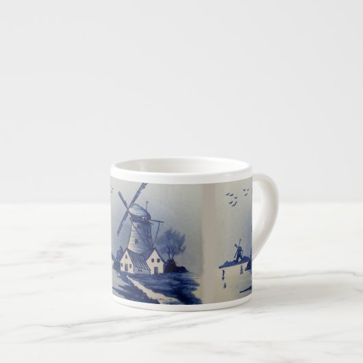 Vintag Blue White Delft Windmill Espressotasse (Vorderseite Rechts)
