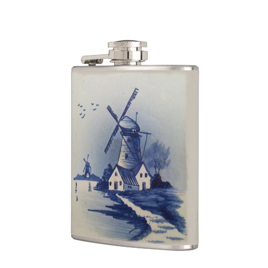 Vintag Blue White Delft Windmill Flachmann (Links)