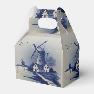 Vintag Blue White Delft Windmill Geschenkschachtel