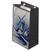 Vintag Blue White Delft Windmill Kleine Geschenktüte (Rückseite Schrägansicht)