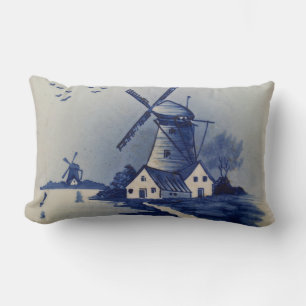 Vintag Blue White Delft Windmill Lendenkissen