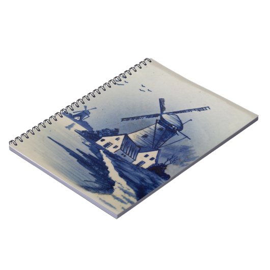 Vintag Blue White Delft Windmill Notizblock (Linke Seite)
