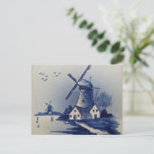 Vintag Blue White Delft Windmill Postkarte (Stehend Vorderseite)