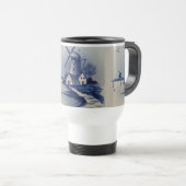Vintag Blue White Delft Windmill Reisebecher (VorderseiteRechts)