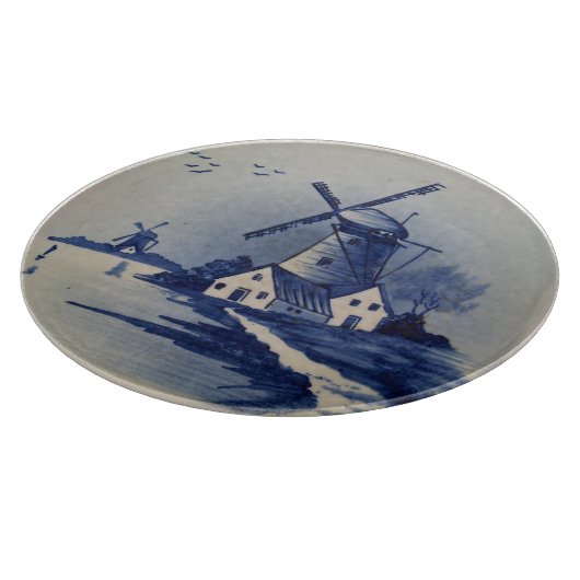 Vintag Blue White Delft Windmill Schneidebrett (Ecke)