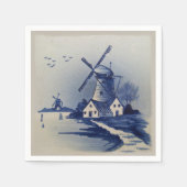 Vintag Blue White Delft Windmill Serviette (Vorderseite)