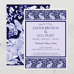 Vintag Blue & White Oaster Bunny Brunch Ei Hunt Einladung