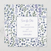 Vintag Blue Wildblume Save the Date (Vorne/Hinten)