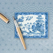 Vintag Blue Willow Postcard Postkarte