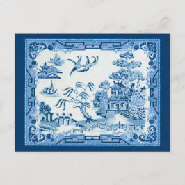 Vintag Blue Willow Postkarte