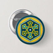 Vintag Blue Yellow Green Ottoman Türkischer Hexago Button (Vorne & Hinten)